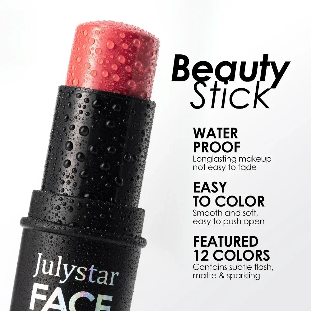 4-Pack CC Sticks Long-Lasting Highlighter Blush Contour Waterproof Makeup Sticks Ideal for Beginners Women Shiny Look Multifunct