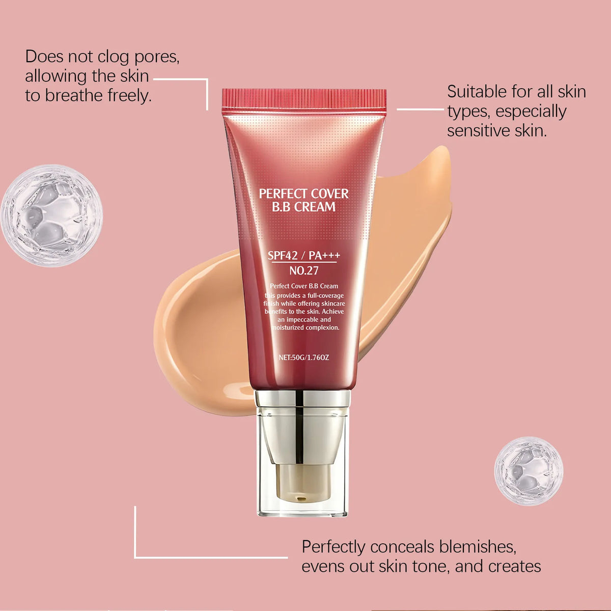 BB Cream SPF 42 PA +++ Tinted Moisturizer for Face Full Coverage Concealer Liquid Foundation Makeup for Dark Circles Fine Lines - AliExpress 66