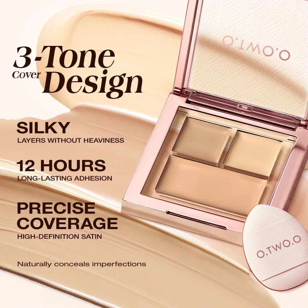 3Tone Flawless Concealer Palette High Coverage Long Lasting Cover Acne Dark Circles Brightening Skin Contour Cream - AliExpress 66