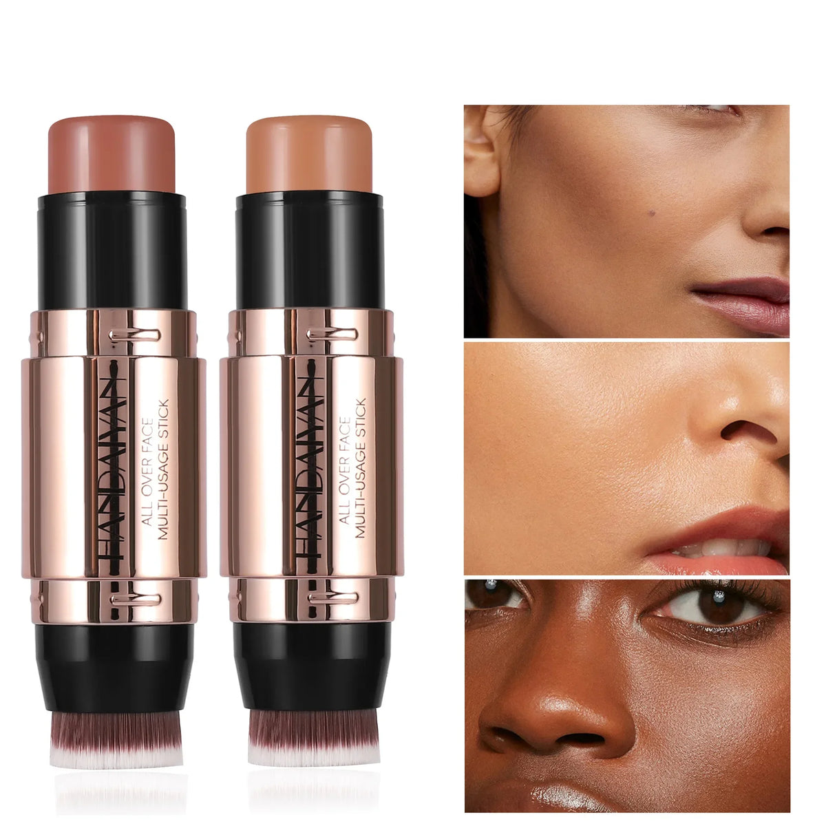 Double Head Highlighter Stick Contour Stick Waterproof Natural Silky Smooth Face Contouring for Nose Shadow With Makeup Brushes - AliExpress 66