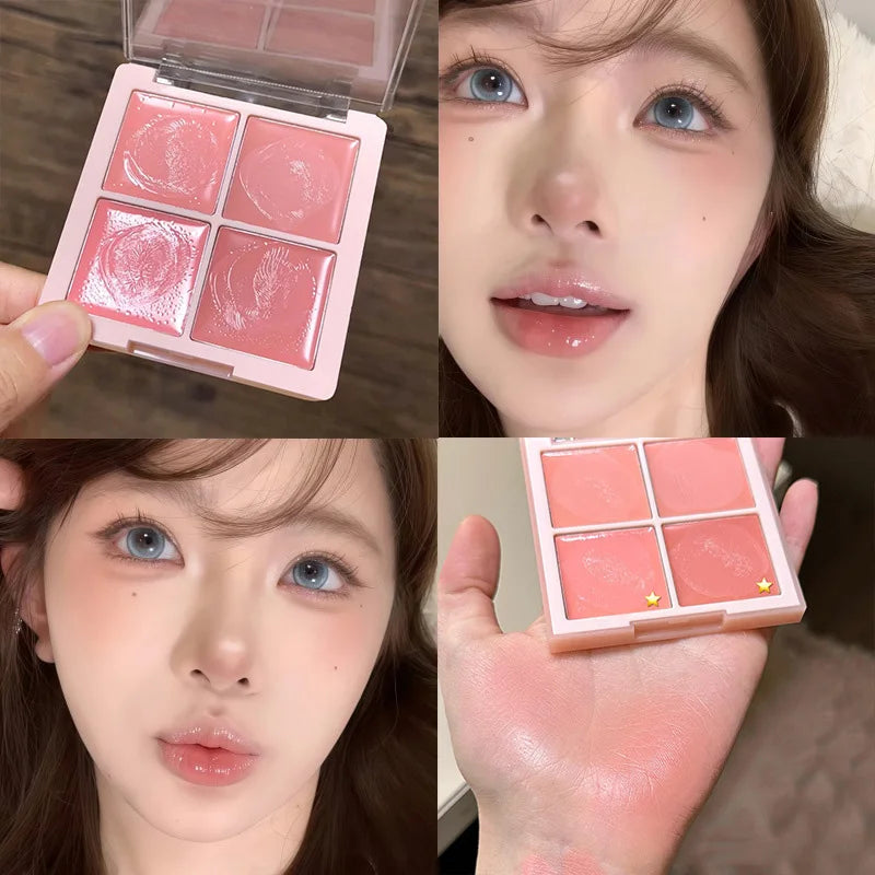 Cute Korean Girl 4Color Cream Pink Peach Water Light Blush Palette Long Lasting Easy To Color Multi-Use Lip Mud Cheek Tint Rouge - AliExpress 66