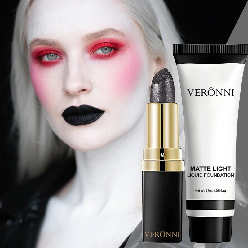 White Liquid Foundation,Full Coverage Face Foundation,Glitter Lipstick Long-Lasting Matte Concealer Makeup for COS Stage Makeup - AliExpress 66