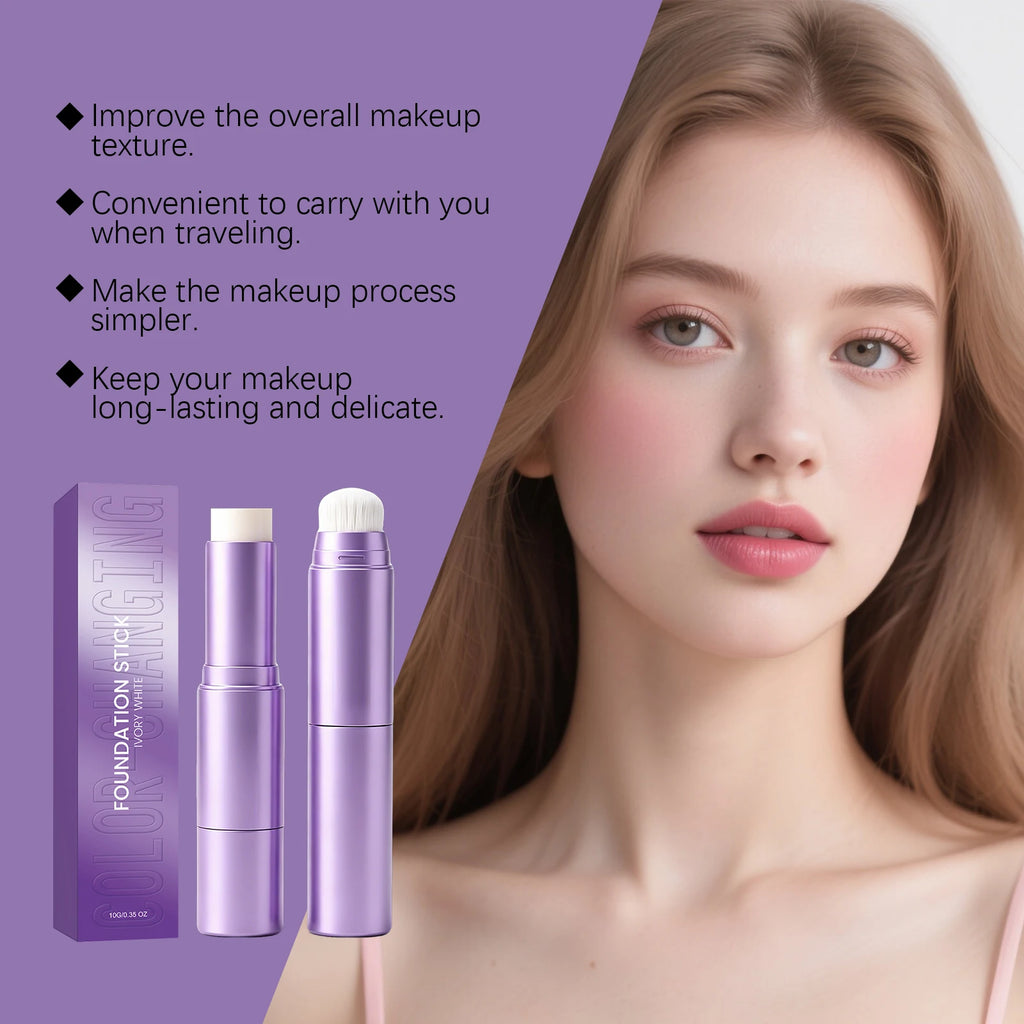 2in1 Dual Head Color Changing Foundation Stick High Coverage Concealer Waterproof Sweatproof Long Lasting Smooth Base Makeup