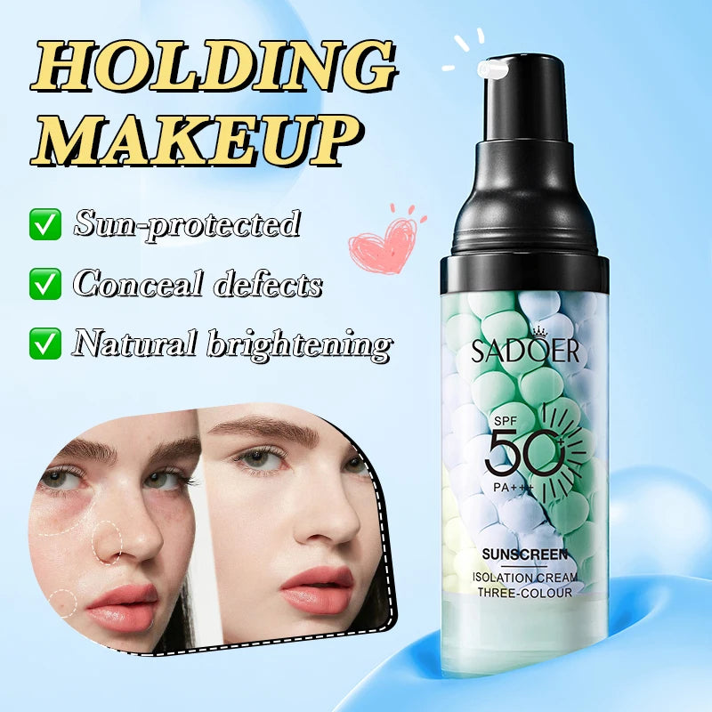 Face Makeup Primer Tri-color Cream Contour Color Isolation Waterproof Makeup Foundation Natural Makeup Base Cream 40g - AliExpress 66