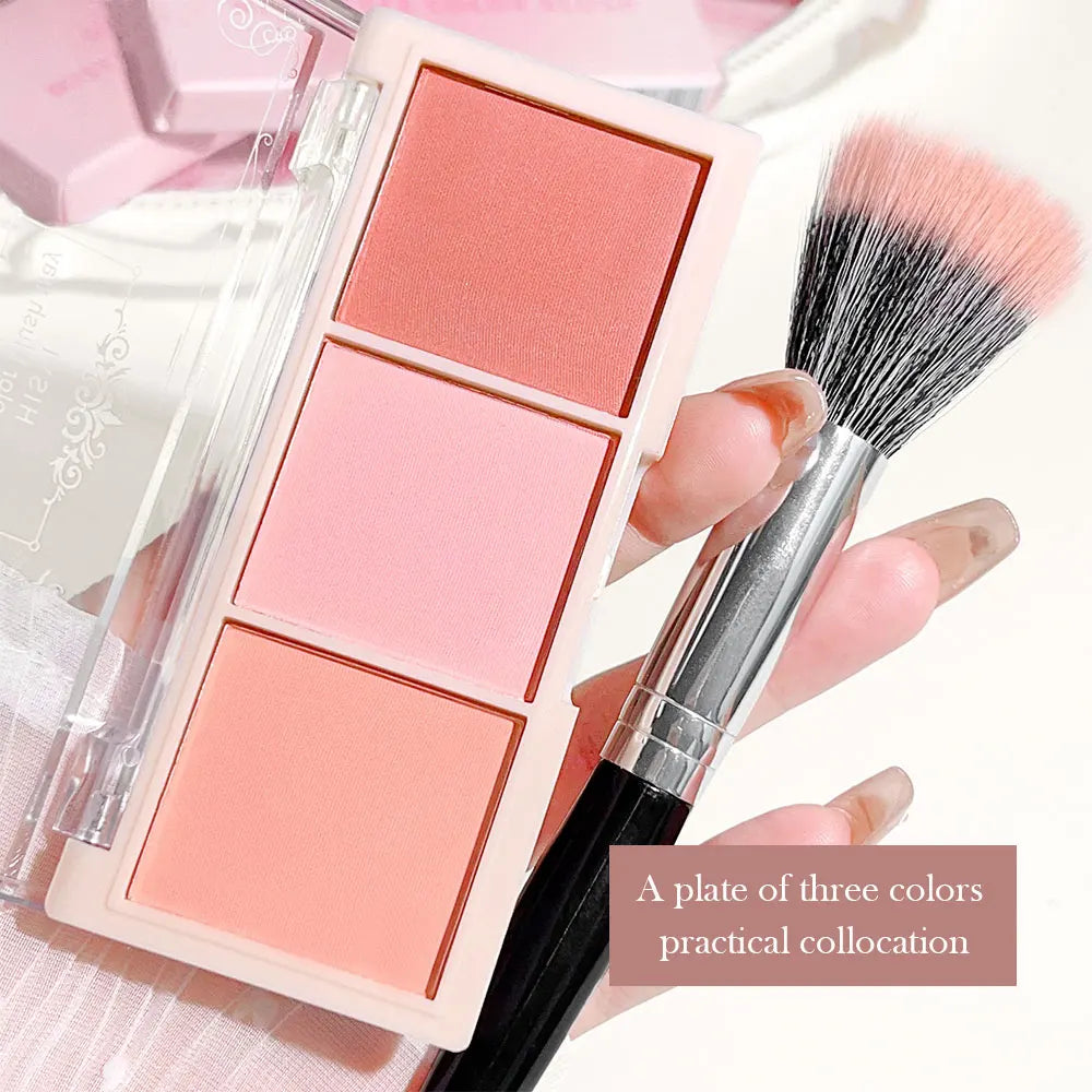 HISYI three-color blush matte natural nude makeup brightens the appearance and brightens the color. Three-color blush plate - AliExpress 66