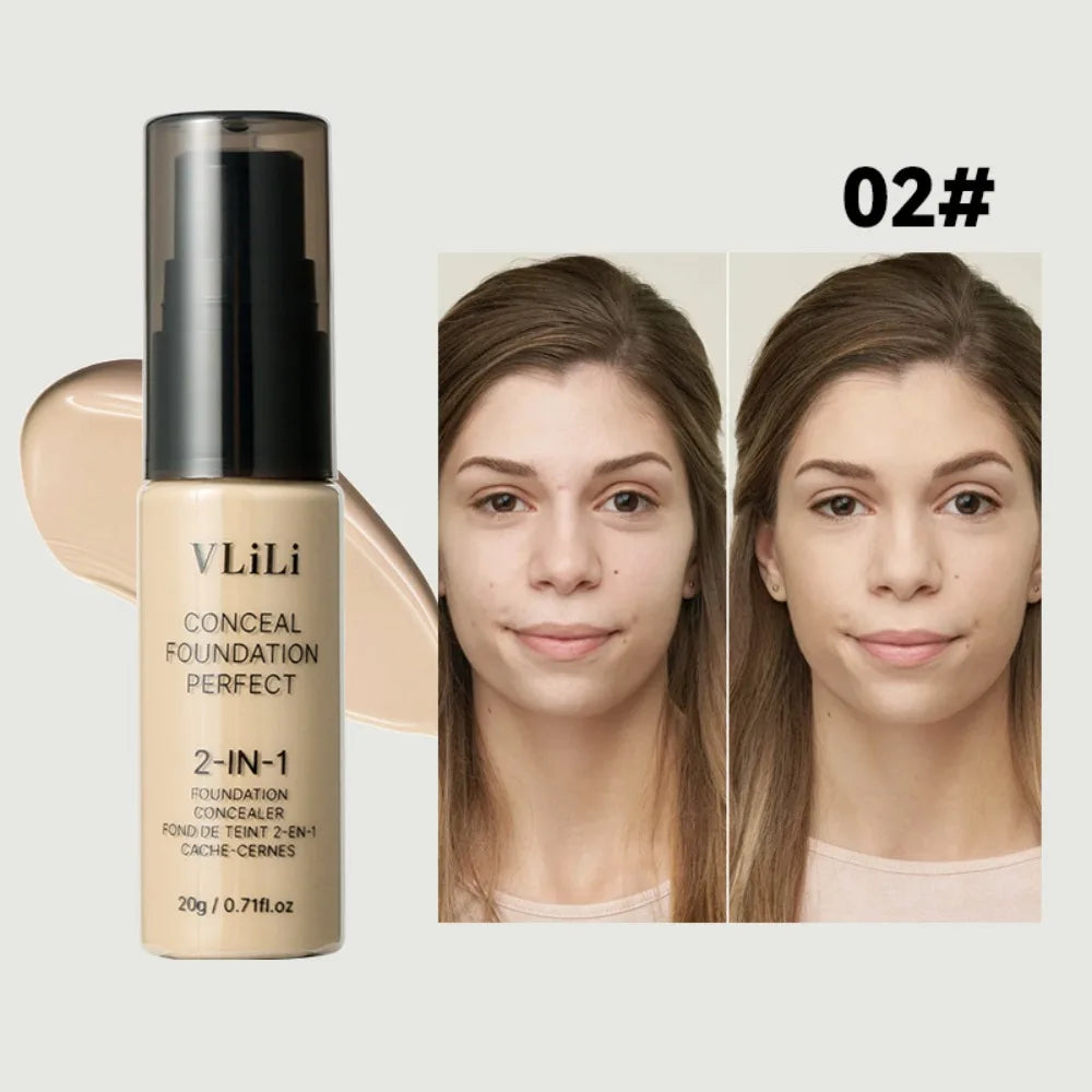 New Waterproof Liquid Foundation Oil-Control Full Coverage Face Foundation Cream Sweat Proof Matte Foundation Concealer Cream