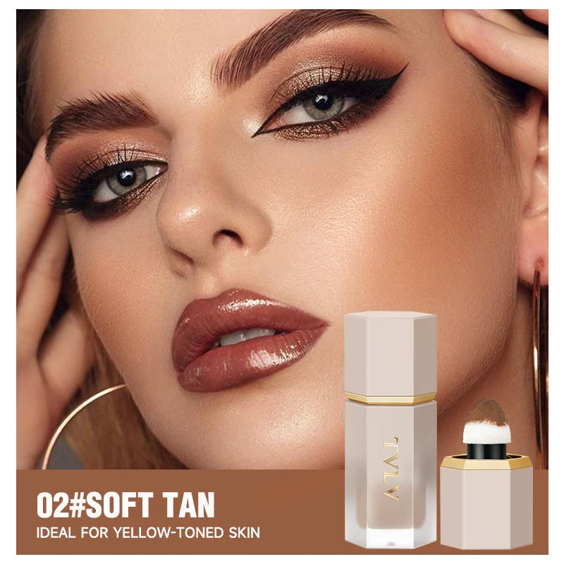 Tvlv Dual-Head Sponge Liquid Contour Stick Matte Natural 3D Sculpting Nose Shadow Side Shadow Cream for Beginners Easy Facial Contour Highlighting Concealer Contouring Liquid 4 Colors Available