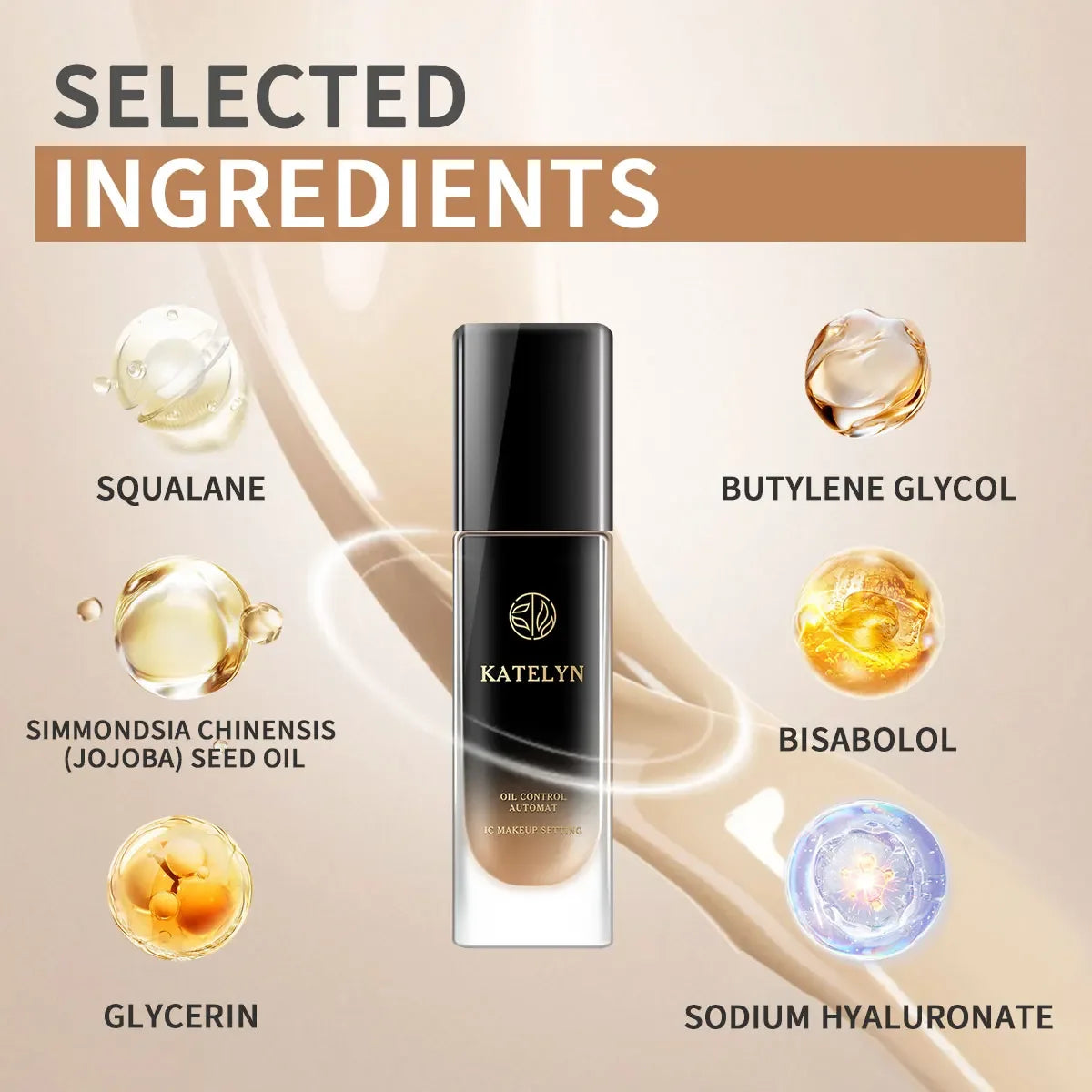 KATELYN Face Foundation Cream Oil-Control Matte BB Cream Waterproof Lasting Concealer Liquid Full Coverage Matte Base