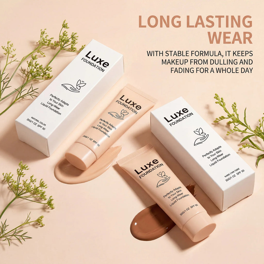 Luxe Color Changing Liquid SPF50 Foundation Long-Wear Skin Tone Adaptive Lightweight Natural Dark Shades Makeup Base