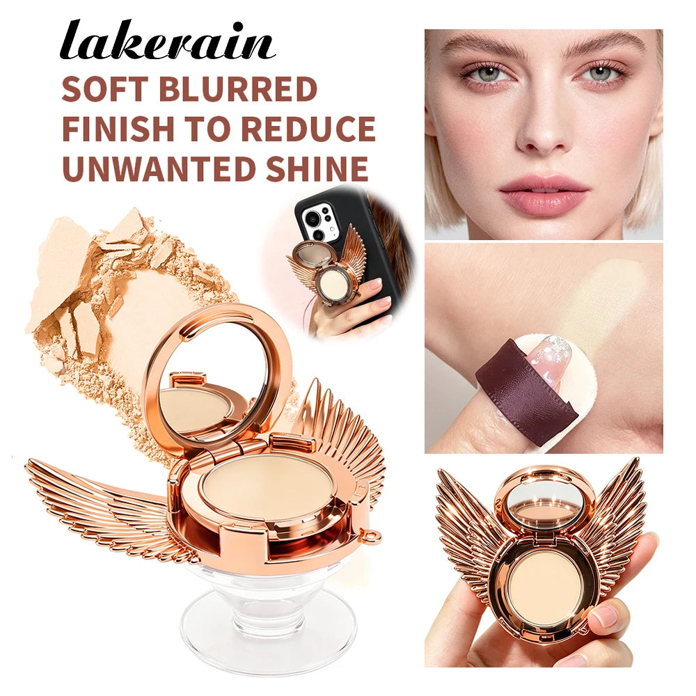Angel Wings Phone Grip & Pressed Powder Soft Blur Makeup Finish Fine Soft-focus Powders Oil Control 2 IN 1 Phone Grip & Powder