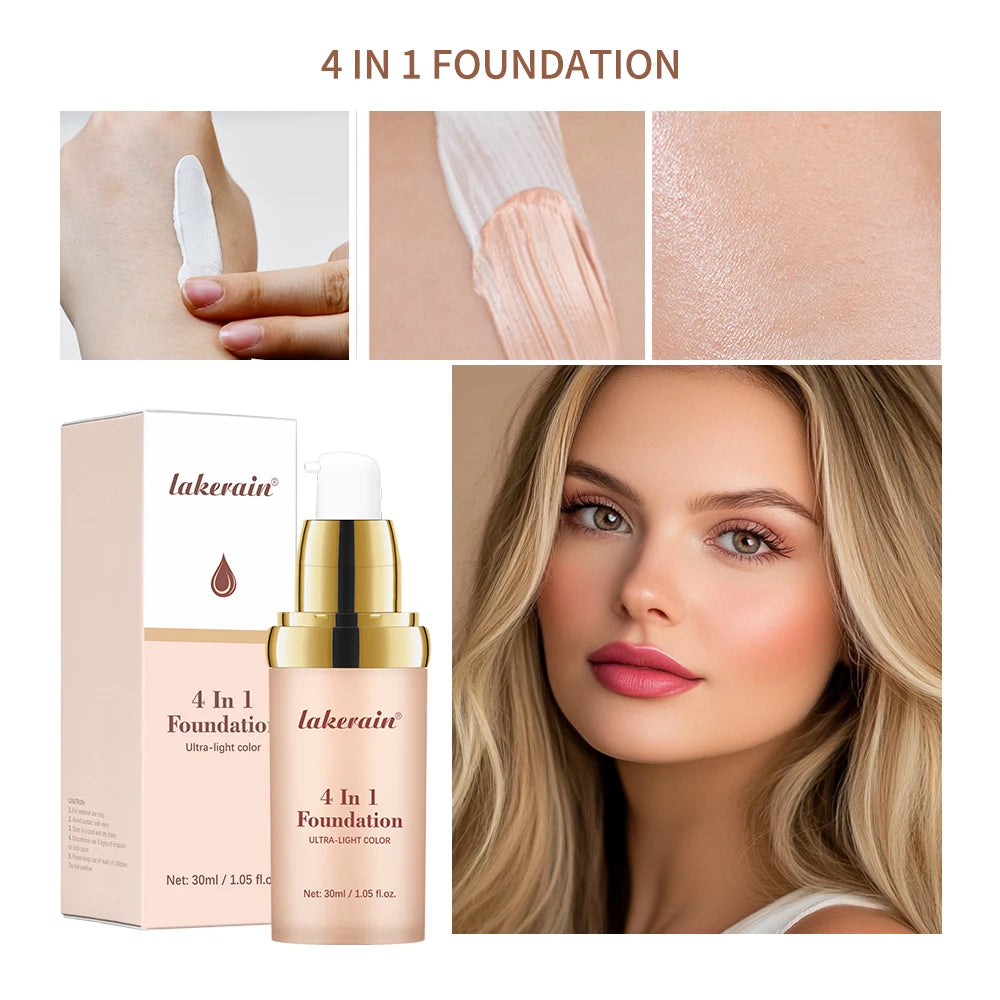 4in1 Foundation Liquid Hydrating Full Coverage Concealer SPF30 Long-wearing Waterproof Even Skin Tone Foundation Face Cosmetics - AliExpress 66