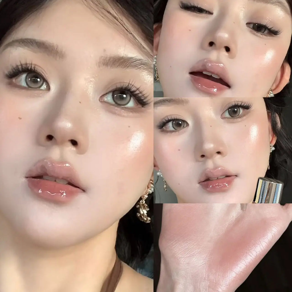 Herorange Shimmer Liquid Blush Highlighter, Dewy Watery Smooth Texture, Easy Blend Natural Brightening Daily Face Makeup