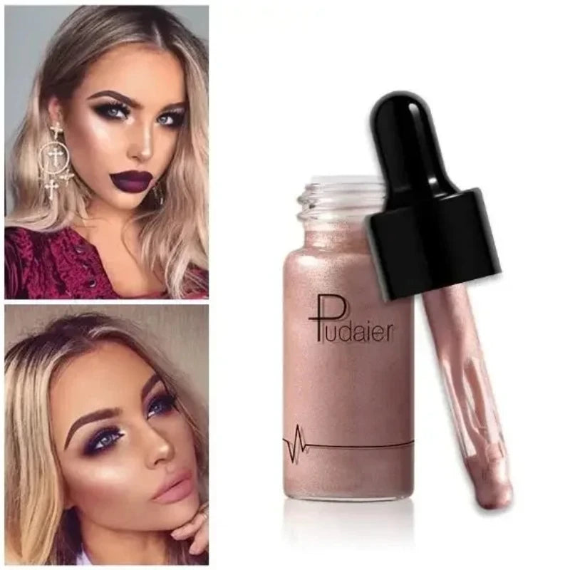 12 Color Liquid R Nude Contouring Face Brightener Glow Shimmer 3D Bronzer Highlighter Glitter Makeup Cream