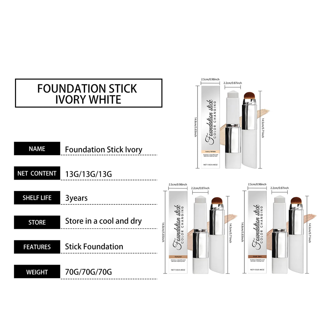 Foundation Make-Up Stick Double Head with Brush 3 Colors Lightweight Moisturizing Brighten Matte Concealer 2IN1 Foundation Stick - AliExpress 66