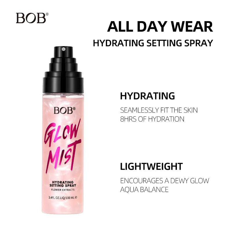 BOB Shimmer Setting Spray Hydrating Refreshing Non-Sticky Moisturizing Oil Control Long Lasting Makeup Fixer Cosmetics