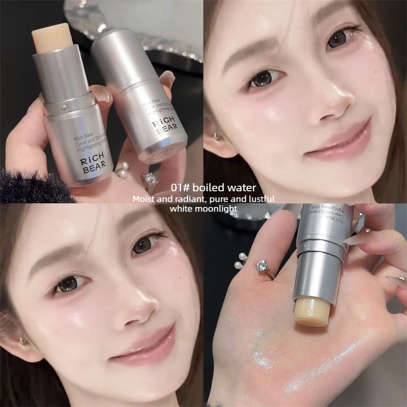 Highlighter Stick - Dewy Finish, Contour & Blush 3-in-1, Natural Glow with Fine Shimmer, Affordable Makeup Stick