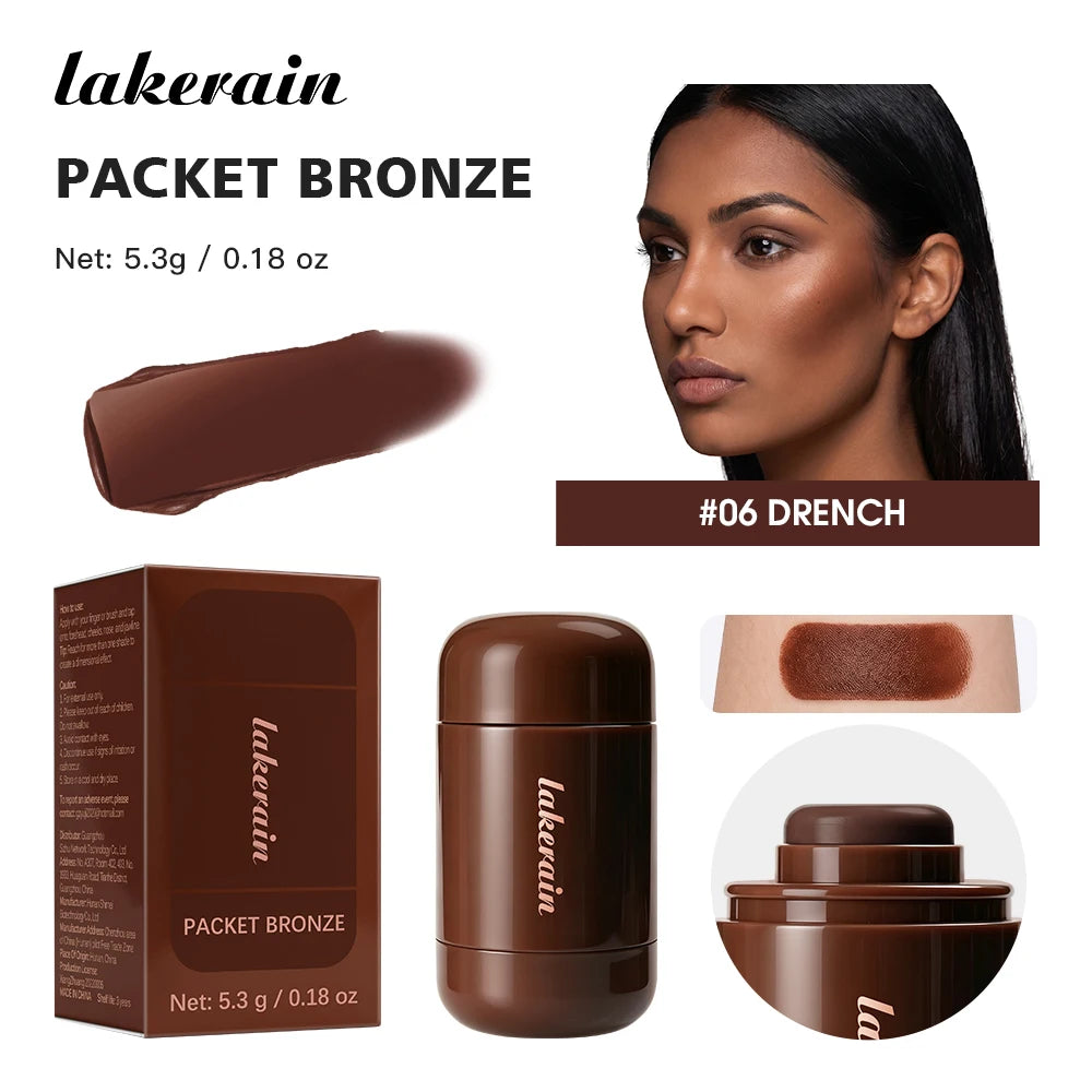 Lakerain Bronze Contour Stick Hydrates Smooths Skin Create Dimensional Effect Long-lasting Natural Makeup Effect Contour Stick