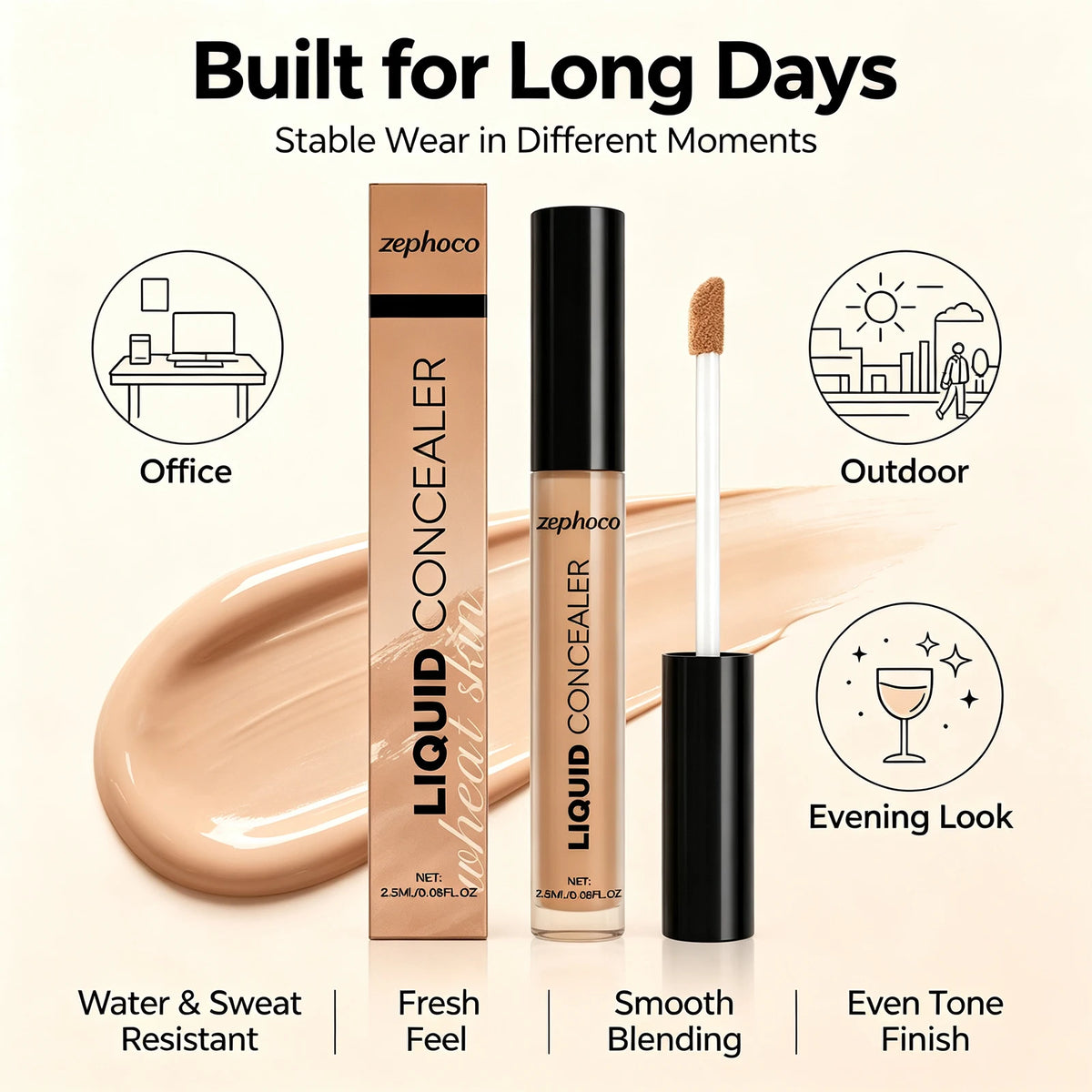 Wheat Liquid Concealer Buildable Coverage Natural Finish Waterproof Long Lasting For Face Makeup - AliExpress 66