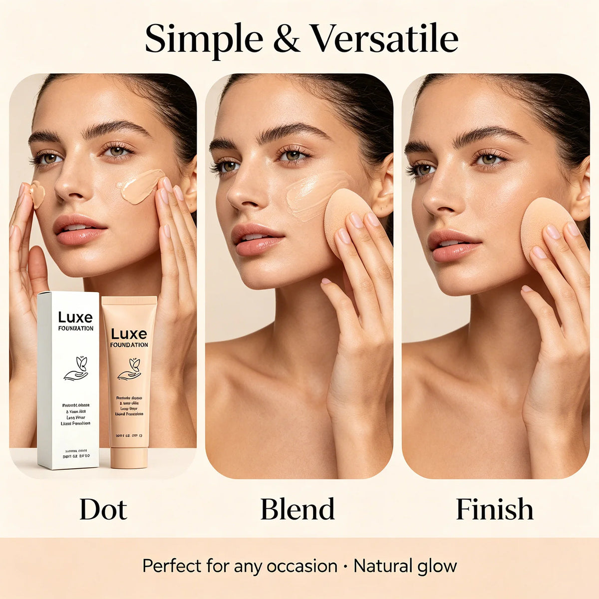 Luxe Foundation Color-Changing Liquid Foundation ¨C Smart Tone-Adaptive Base Makeup Natural Flawless Finish, Long-Wear & SPF50