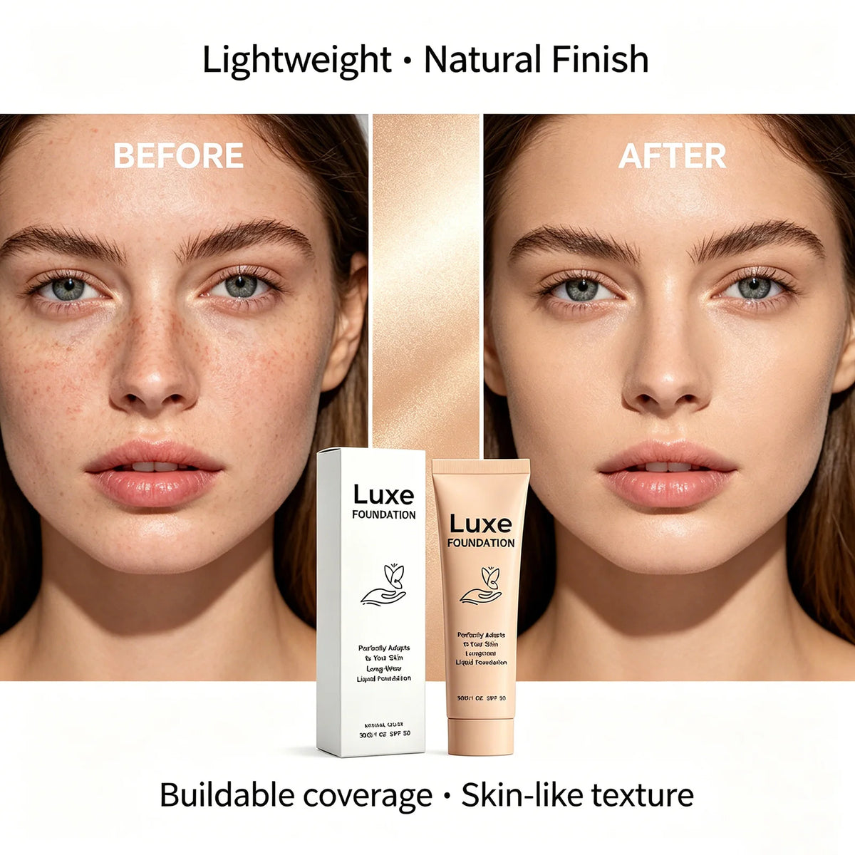 Luxe Foundation Color-Changing Liquid Foundation ¨C Smart Tone-Adaptive Base Makeup Natural Flawless Finish, Long-Wear & SPF50