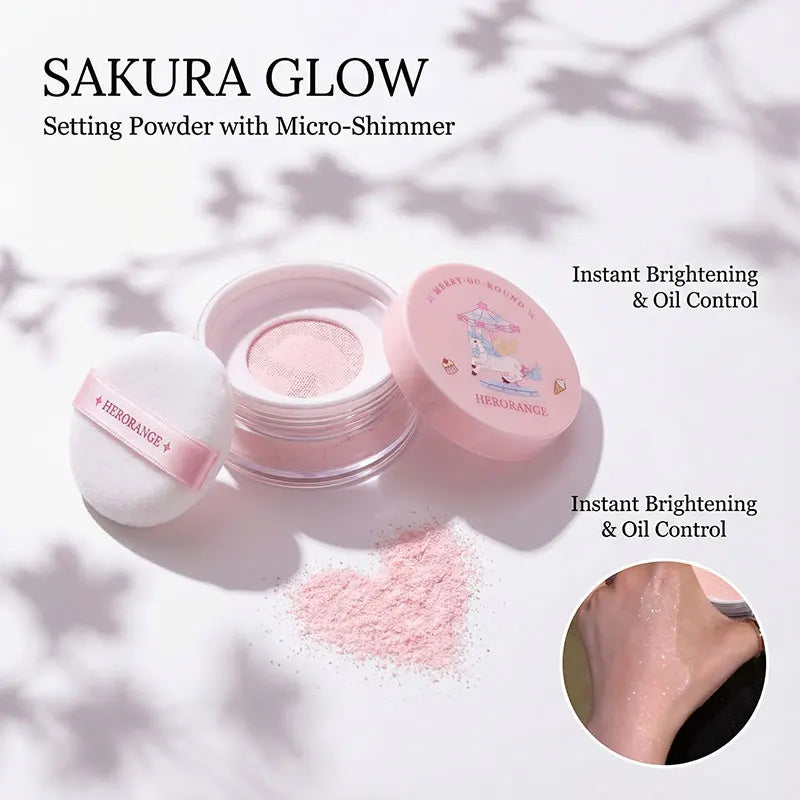 Herorange Rotating Sweet Loose Powder Ultra Fine Texture Oil Control Waterproof Long Lasting Natural Matte Makeup