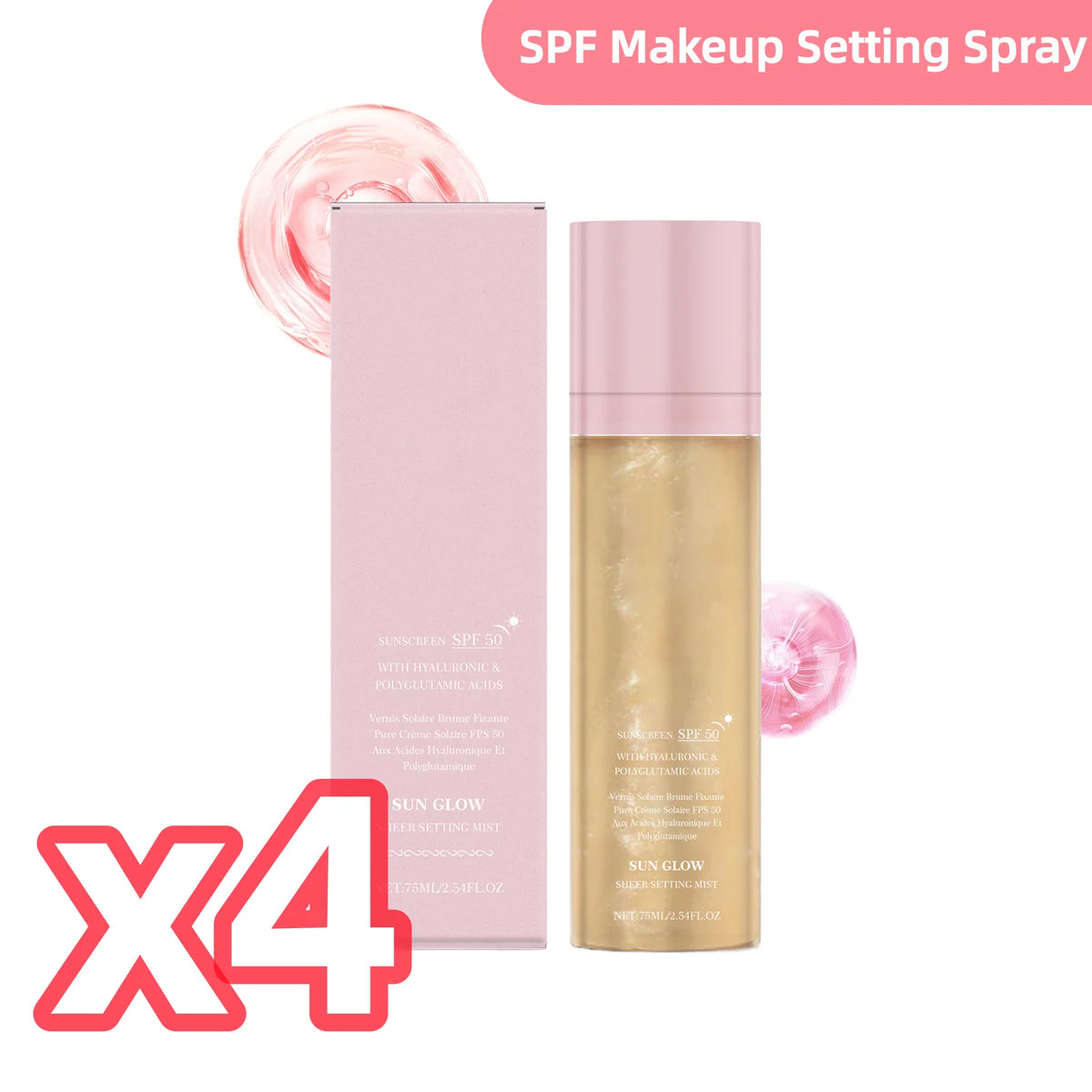 SPF Makeup Setting Spray Long Lasting Glow Finish Waterproof Makeup-Friendly Sunscreen Hydrating Fixer Spray For Pre Makeup Use