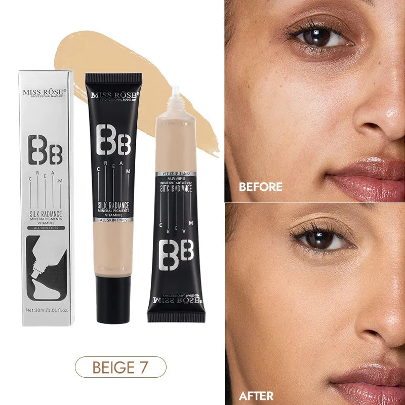 MISS ROSE 30ml BB Cream Lightweight Hydrating Foundation Conceals Blemishes Evens Skin Tone Makeup For Daily Facial Cosmetics