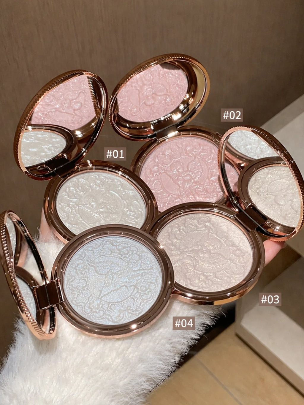 Vintage Angel Carved Highlighter Powder Pearlescent Shimmer Silky Smooth Face Highlight Illuminator Long Lasting Luminous Makeup