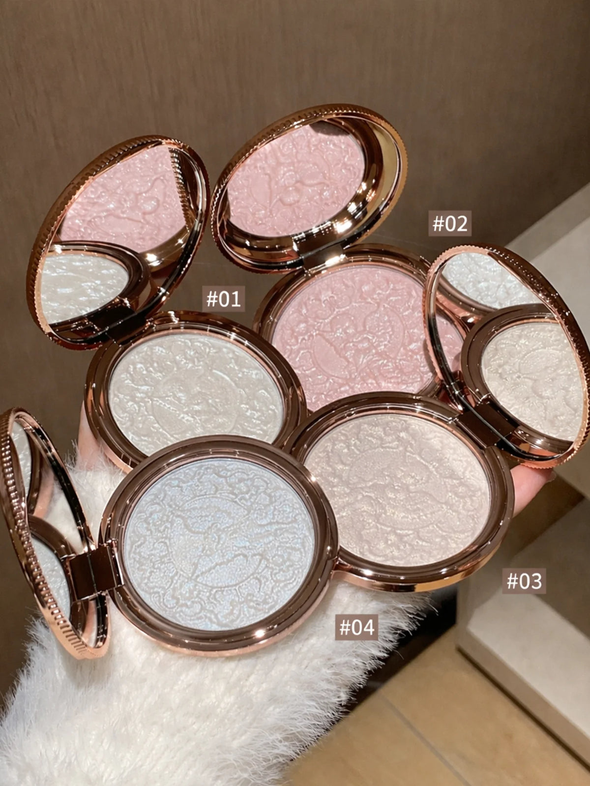 Vintage Angel Carved Highlighter Powder Pearlescent Shimmer Silky Smooth Face Highlight Illuminator Long Lasting Luminous Makeup