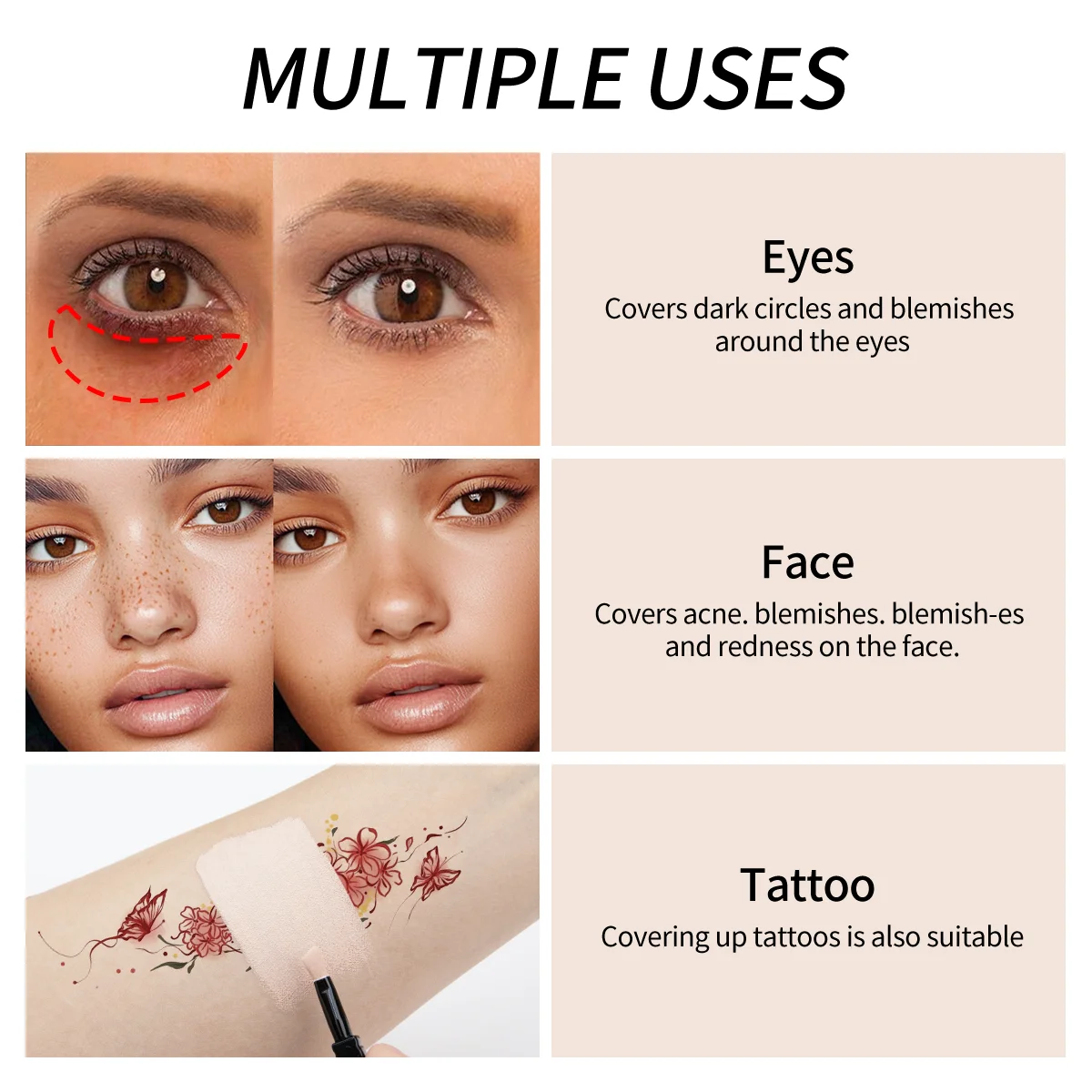 QIC Hydrating Eye Brightening Concealer Contour Cream Full Coverage Long Lasting Correcting Eye Concealer, Perfect Look Makeup - AliExpress 66