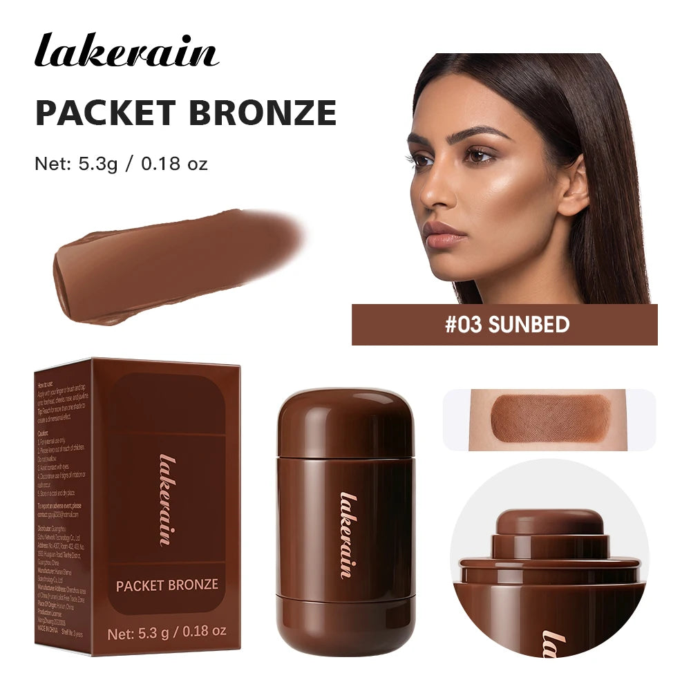 Lakerain Bronze Contour Stick Hydrates Smooths Skin Create Dimensional Effect Long-lasting Natural Makeup Effect Contour Stick