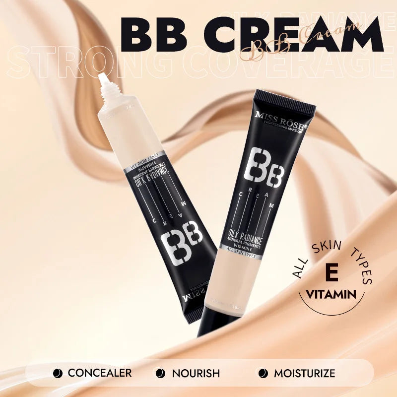 MISS ROSE 30ml BB Cream Lightweight Hydrating Foundation Conceals Blemishes Evens Skin Tone Makeup For Daily Facial Cosmetics
