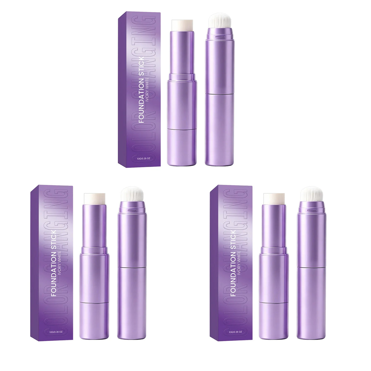 3 Color Changing Foundation 2 in 1 Concealer with Brush for Hydrating Long Lasting Matte Base Makeup Light Coverage Concealer