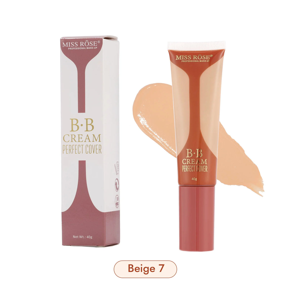 MISS ROSE 40ml Liquid Foundation Concealer Cream Moisturizing Brightening Skin Tone Lightweight Hydrating Daily Face Makeup Base