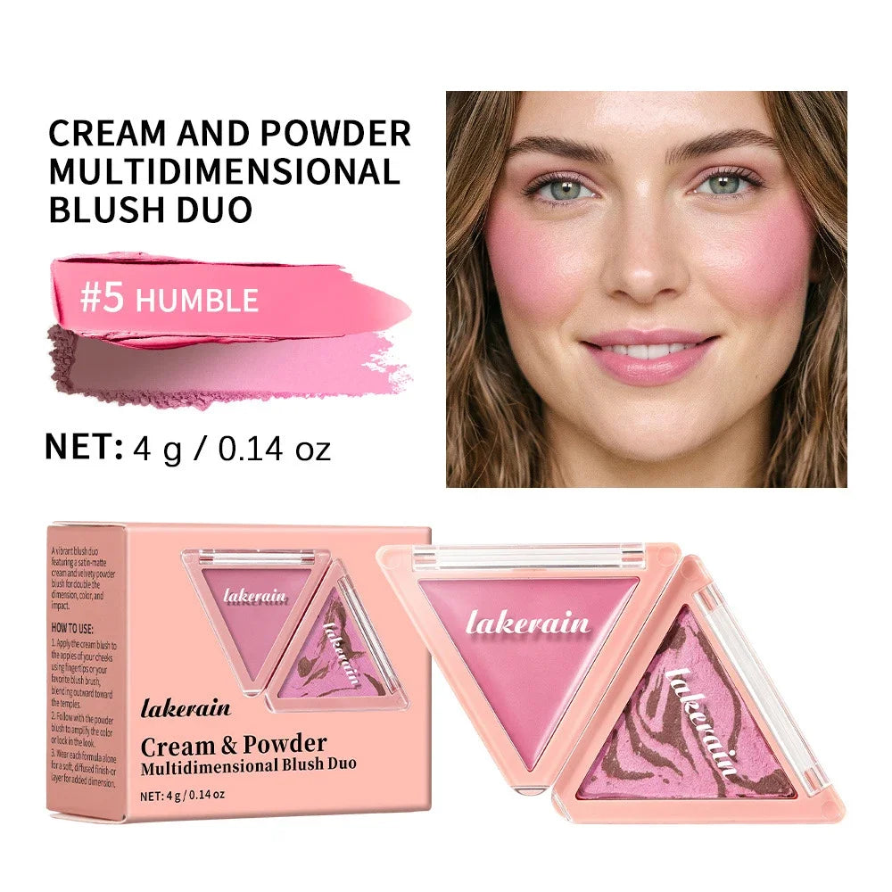 Dual Color Triangle Blush Palette, Matte & Shimmer Blendable Cheek Blush Powder, Long Lasting Natural Flush Face Blush Makeup - AliExpress 66