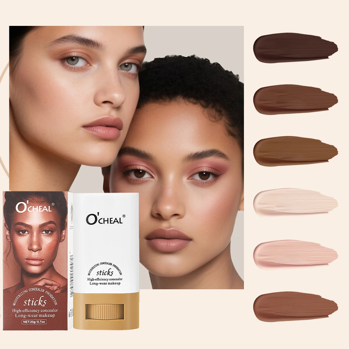 O'cheal Face Foundation Sticks Moisturizing Concealer Contouring Cream Matte Bronzer Face Brighten Makeup Beauty Cosmestic