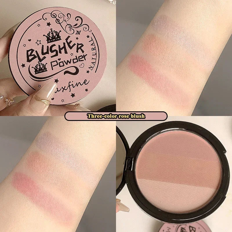 3 in1 Three Colors Powder Tray Blush Contouring Waterproof Long Lasting Delicate Natural Face Makeup - AliExpress 66