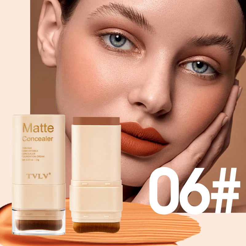 Concealing Foundation Stick Shades With Built-In Brush, Brighten Lightweight and Waterproof Formula Face Contour Stick Makeup