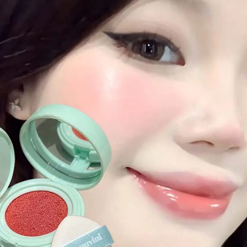 4 Colors Natural Water Light Air Cushion Blush Cream Long Lasting Waterproof Tangerine Daily Face Contour Mousse Blusher Makeup