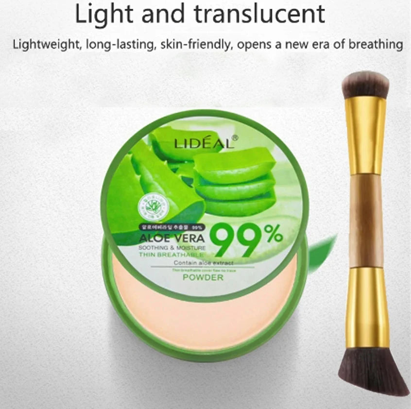 Aloe Vera Essence Pressed Powder Oil Control Long Lasting Matte Setting Face Makeup Cosmetic