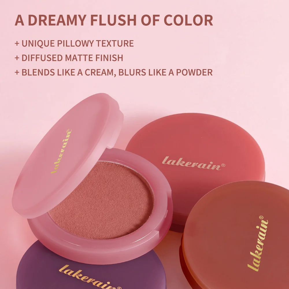 Lakerain Soft Poke Matte Blush Long Lasting Luminosity Fresh Silky-smooth Skin Finish Moisturizing Natural Matte Bouncy Blusher