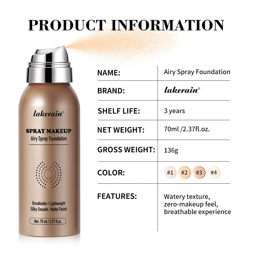 Makeup Natural Lightweight Breathable Foundation Spray Matte Finish Moisturizing Waterproof Long-lasting Women Foundation Spray - AliExpress 66