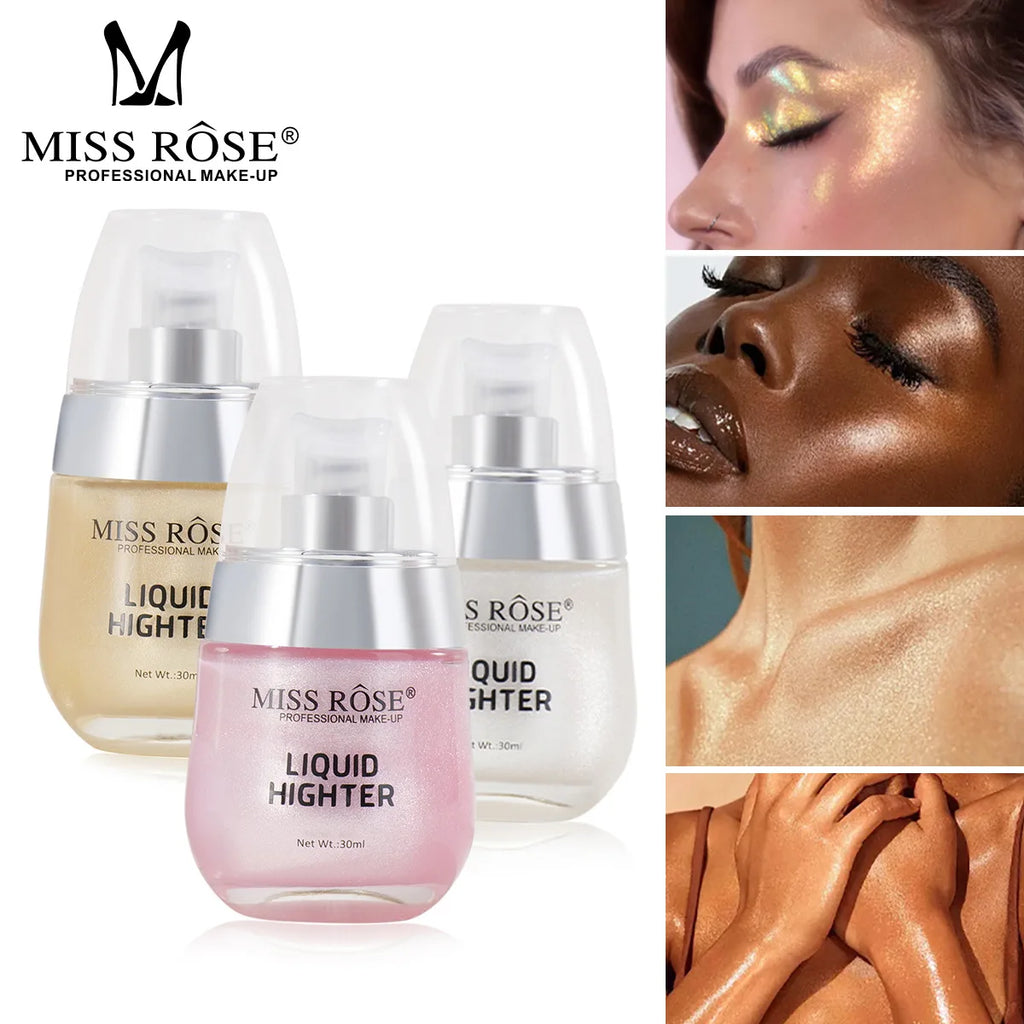 MISS ROSE Shimmer Super Sparkle Liquid Highlight Eyeshadow Natural Brightening Face Body Makeup Cosmetic Body Glitter