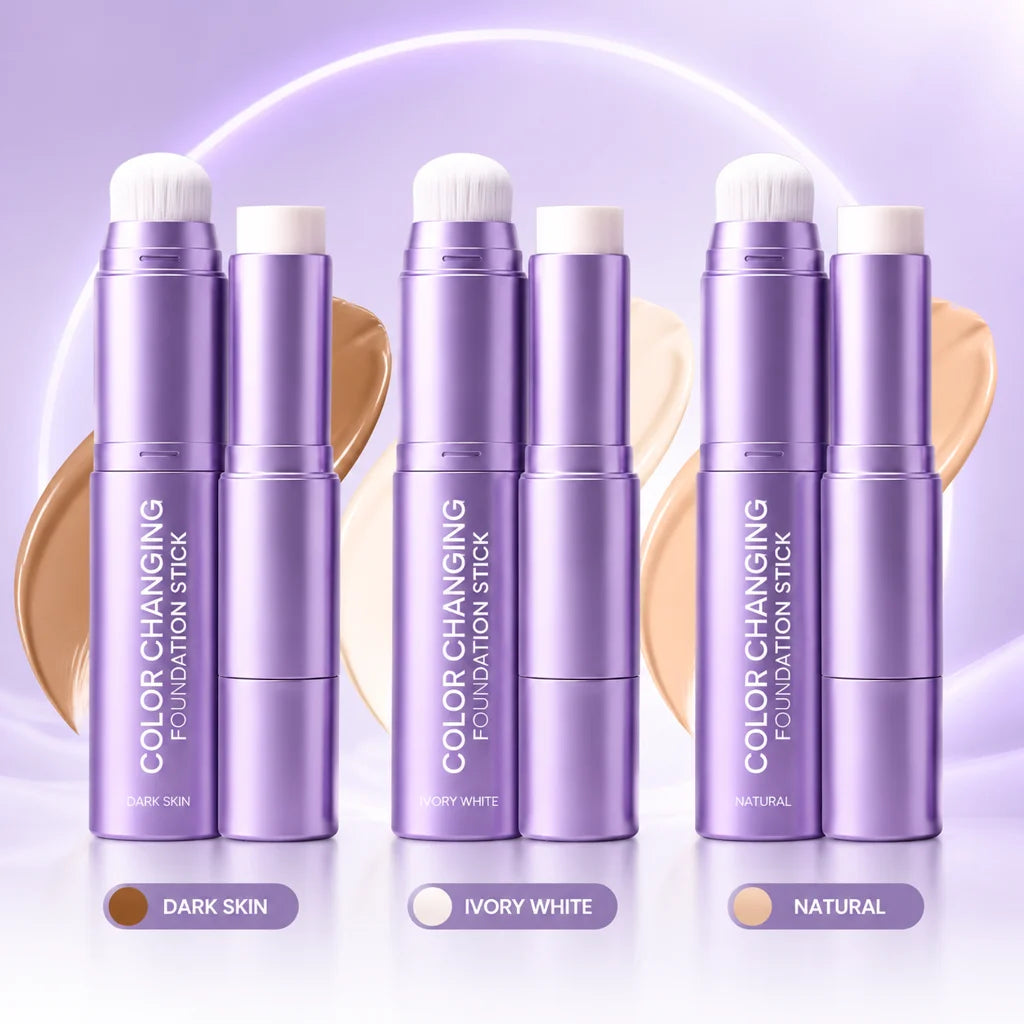 2 in 1 Color Changing Foundation Stick With Brush Ivory White Natural Color Dark Skin Tone Full Coverage Concealer Base Makeup