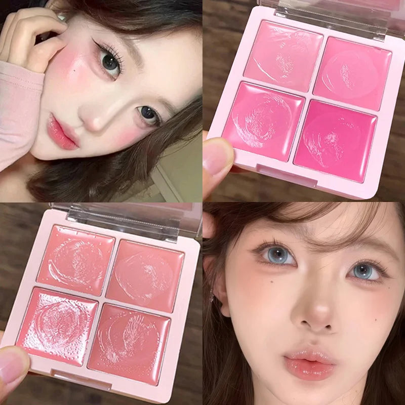 Cute Korean Girl 4Color Cream Pink Peach Water Light Blush Palette Long Lasting Easy To Color Multi-Use Lip Mud Cheek Tint Rouge - AliExpress 66