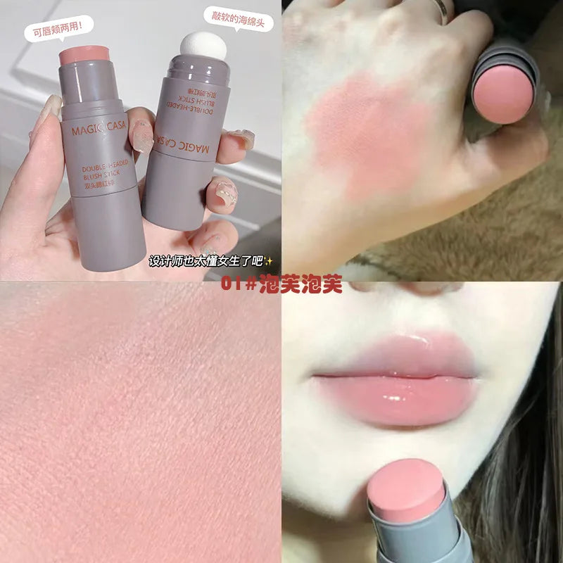 Monochrome Cream Blusher Double Ended Stick Sponge Natural Long Lasting Brightening Face Contouring Makeup Cosmetic