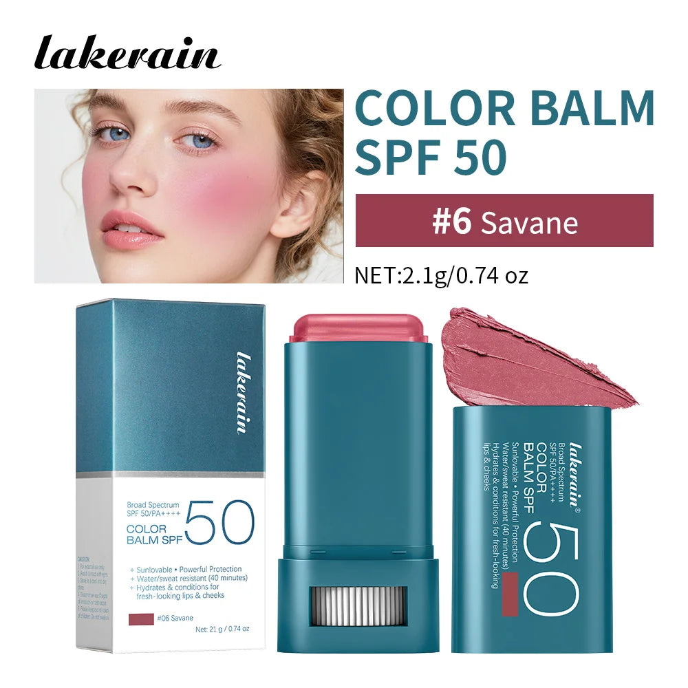 Sunscreen SPF 50 Blush Stick Long-Lasting Waterproof Tinted Blush for Glowing Cheeks Sun Protection & Natural Flush Face Makeup