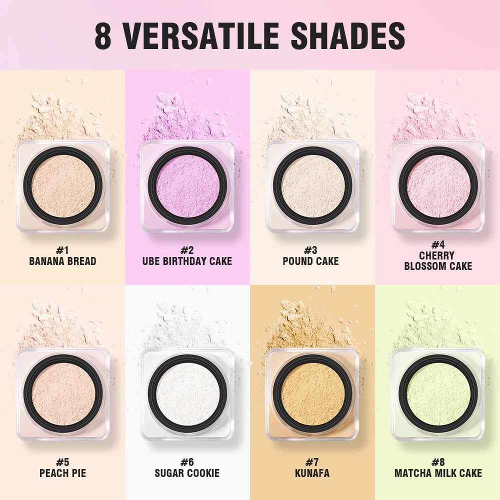 8 Shades Loose Baking Setting Powder Matte Oil Control Waterproof Sweat Resistant Longwear Brightening Face Cosmetic Blur Pores