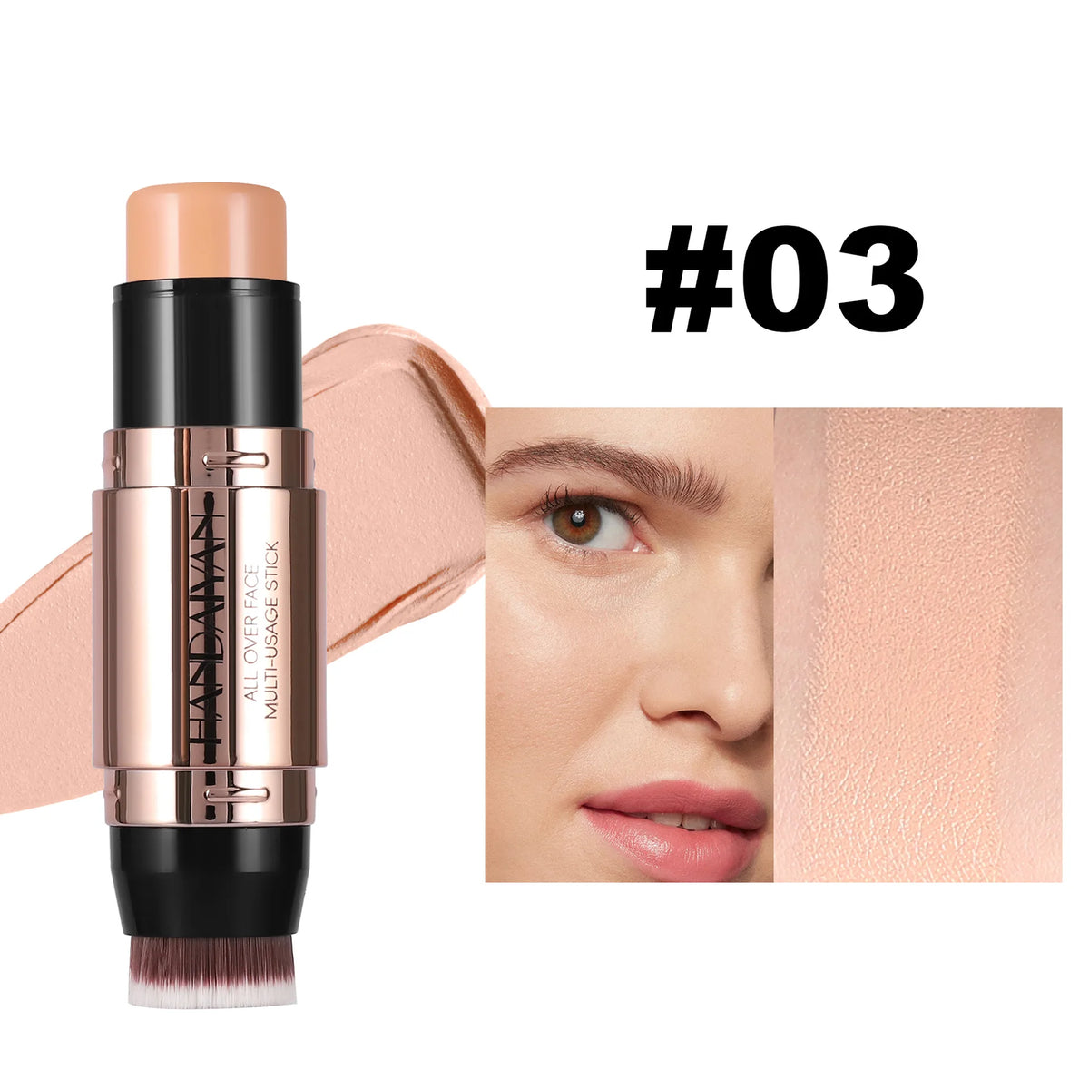 Double Head Highlighter Stick Contour Stick Waterproof Natural Silky Smooth Face Contouring for Nose Shadow With Makeup Brushes - AliExpress 66