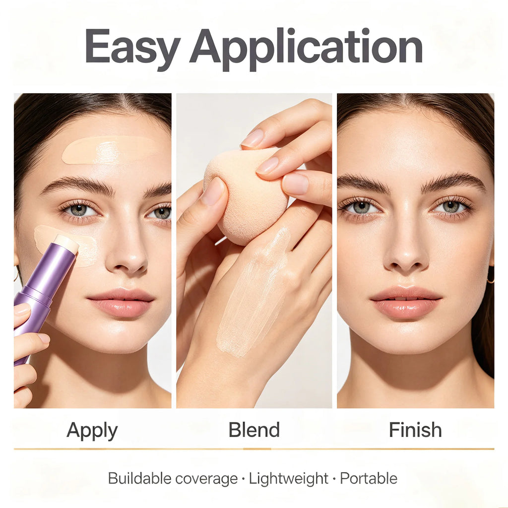 3 Color Changing Foundation 2 in 1 Concealer with Brush for Hydrating Long Lasting Matte Base Makeup Light Coverage Concealer